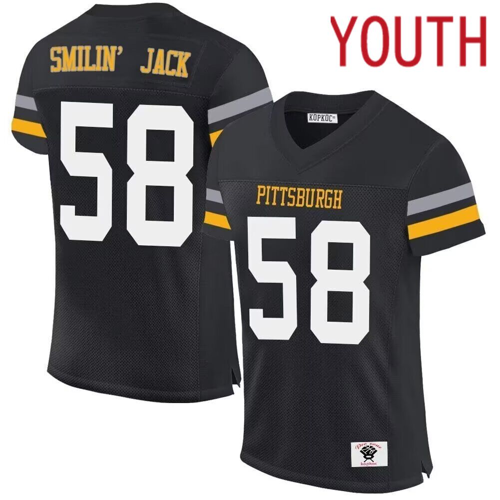 Youth Pittsburgh Steelers 58 Smilin Jack black 2024 Nike Limited NFL throwback Jersey